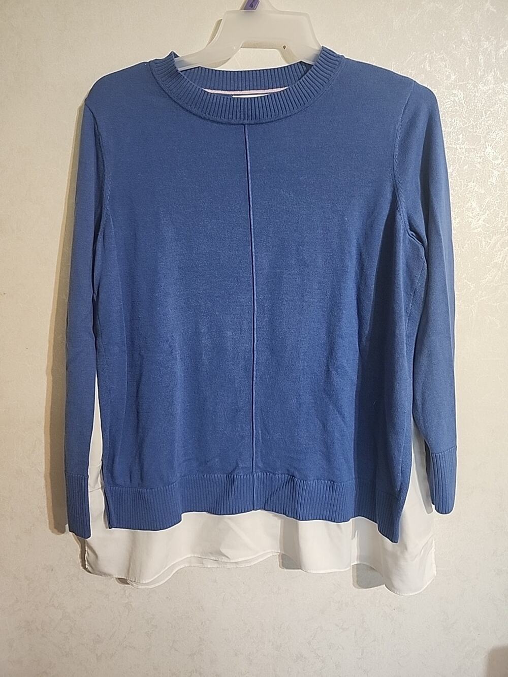 Elements Isaac Mizrahi Live Layered Look Top sz 1X Blue Knit